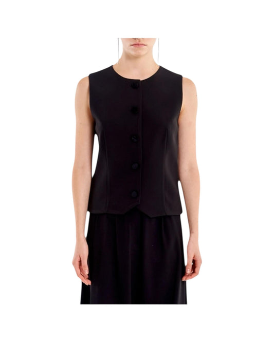 Gilet girocollo con bottoni Nero TF0418 NERO VICOLO 