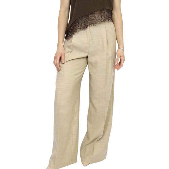 Pantalone palazzo con pinces Beige PGE Q108 021 HAVEONE 