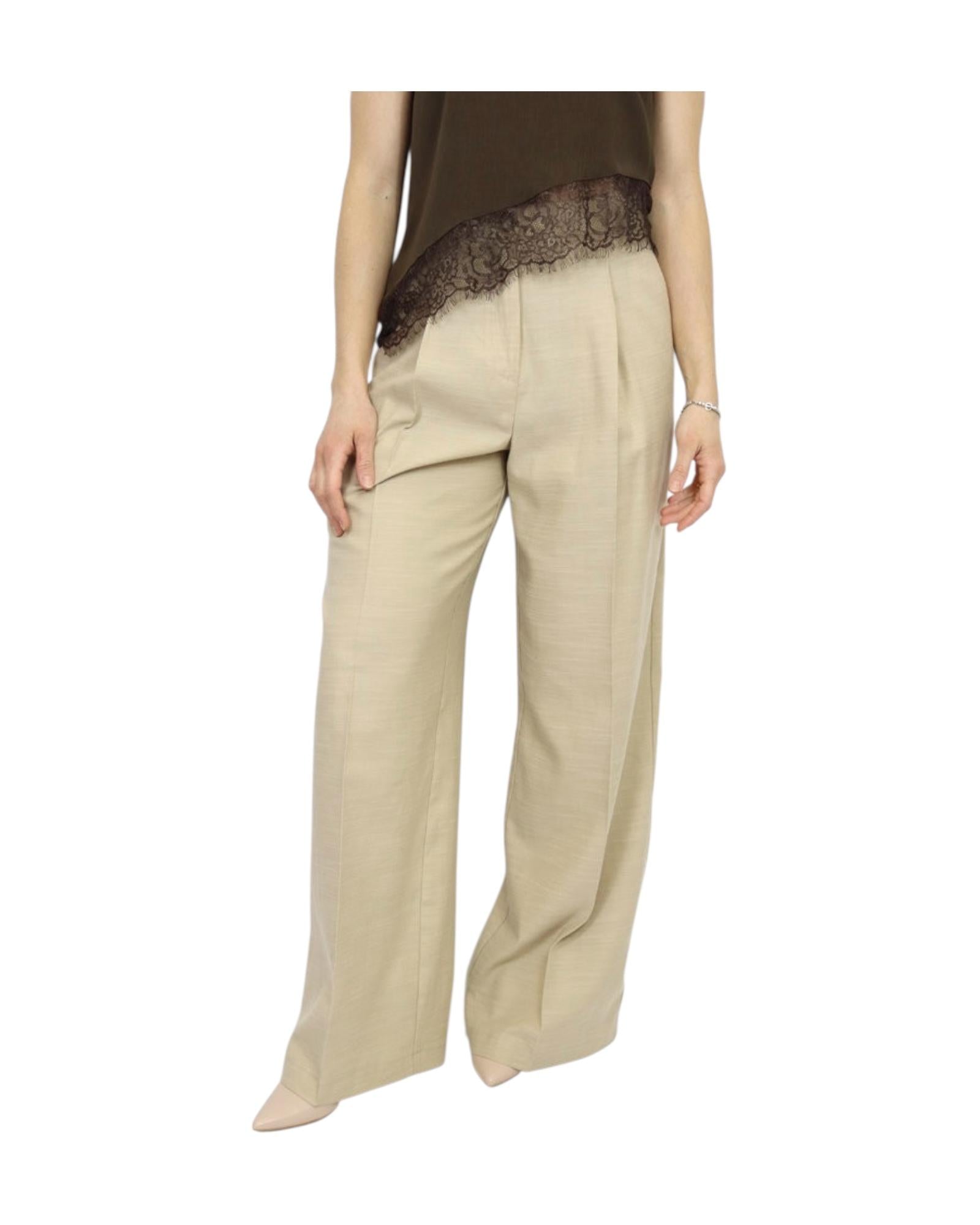 Pantalone palazzo con pinces Beige PGE Q108 021 HAVEONE 