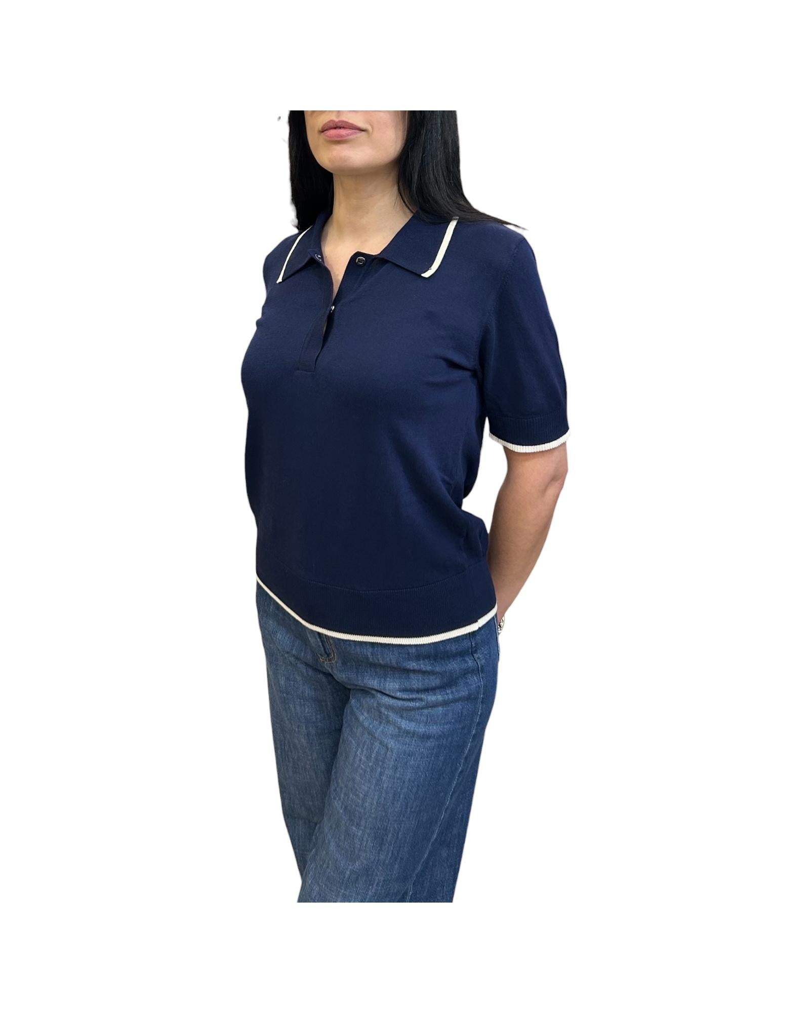 Polo con profili a contrasto Navy M38 919 222 FLOOR 