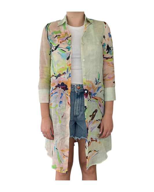 Camicione in Ramie verde D928 2 BASTONCINO 