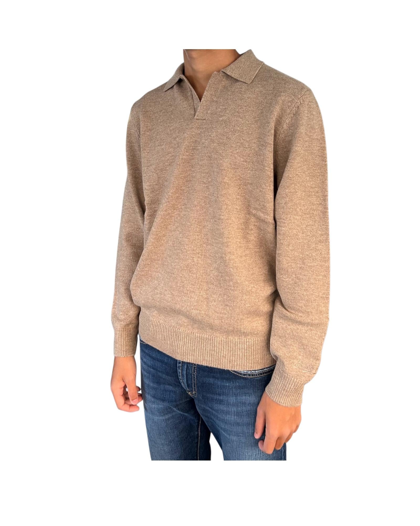 Polo in lana merinos Kaki COV0009 00022I MC2 SAINT BARTH 