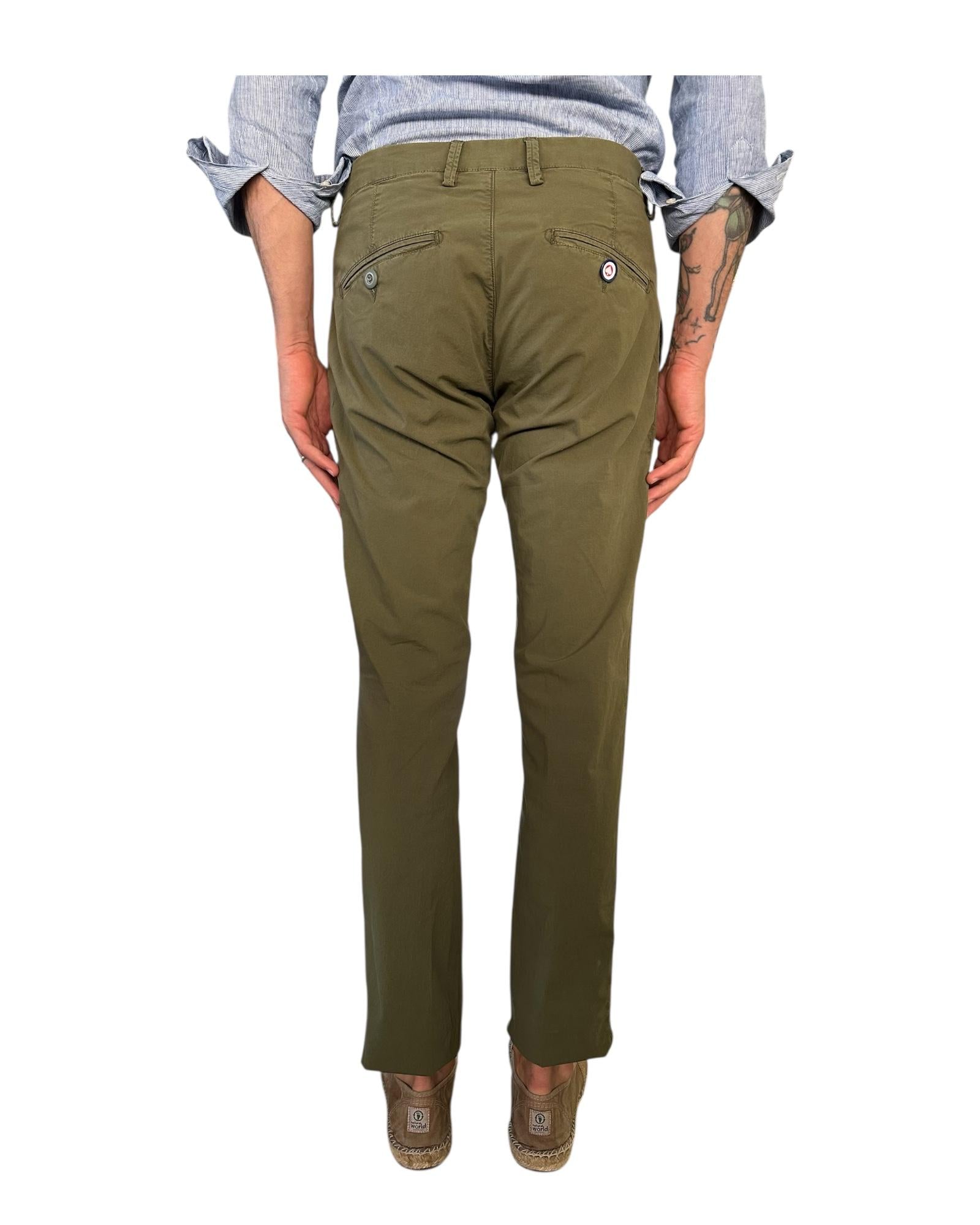 Pantalone Carnaby Popeline verde militare 001 CARNABY POPELINE MILITARY GREEN MODFITTERS 