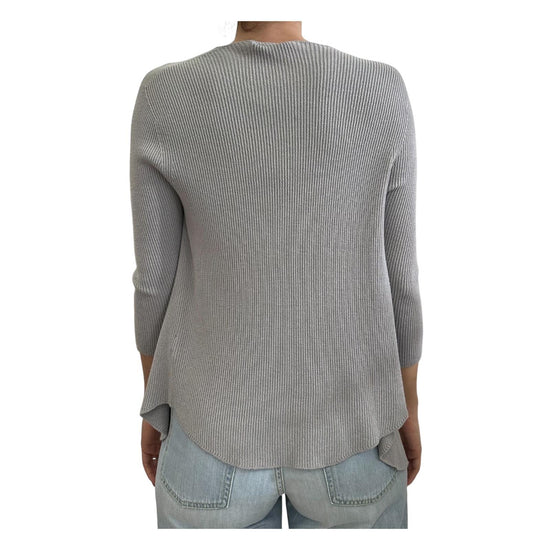 Maglia senza colletto con maiche a 3/4, grigio perla.Slim fit 22032D PERLA VICOLO 