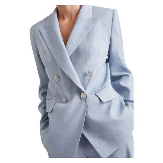 Blazer in chevron di misto lino Azzurro BUSSOLA 003 MARELLA 