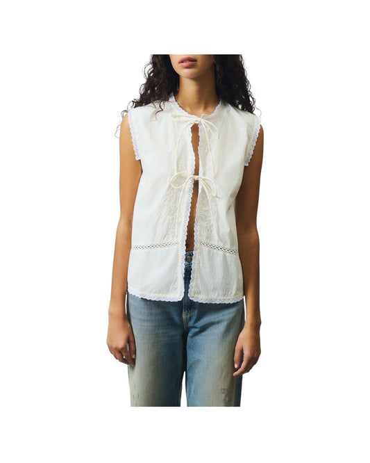 Camicia smanicata farm con ricami Light yellow ROG0142CS390124 C0162 ROY ROGER'S 