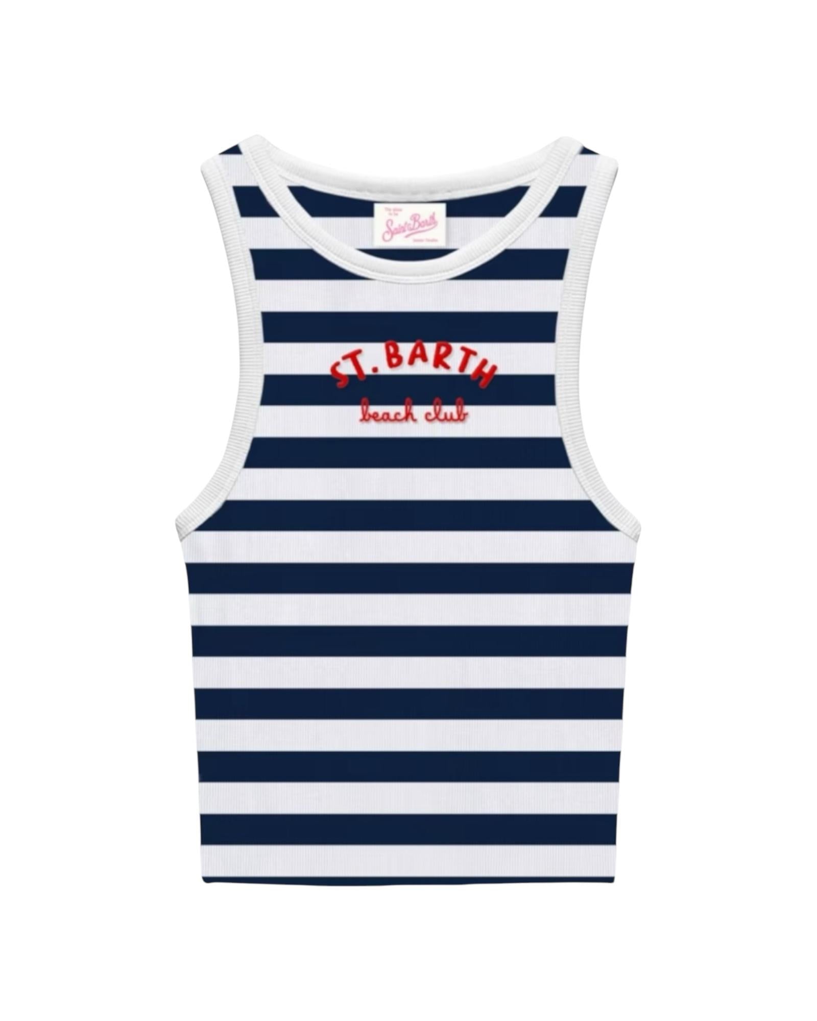Ada canotta in cotone a coste a righe blu AAD001 01600H MC2 SAINT BARTH 