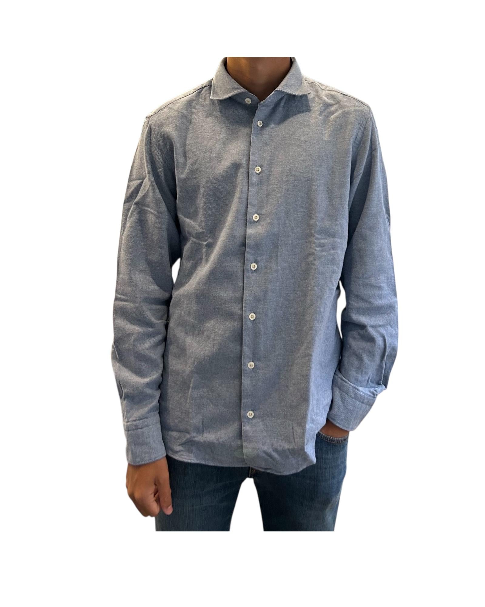 Camicia uomo in flanella Celeste B2338 14 BASTONCINO 
