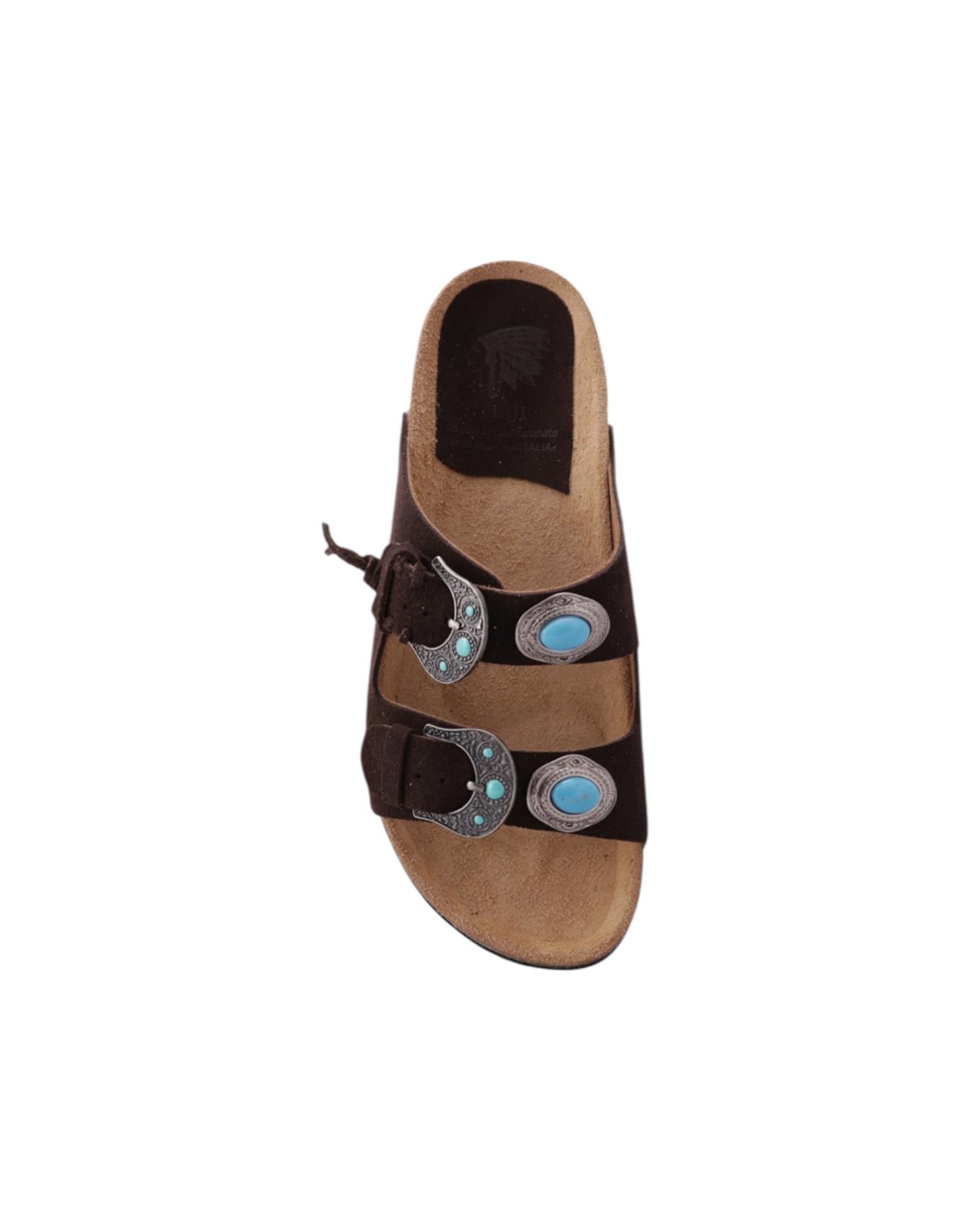 Sandalo Buckle Stone Suede Testa di moro BUCKLE STONE SUEDE TESTA DI MORO TAJI 