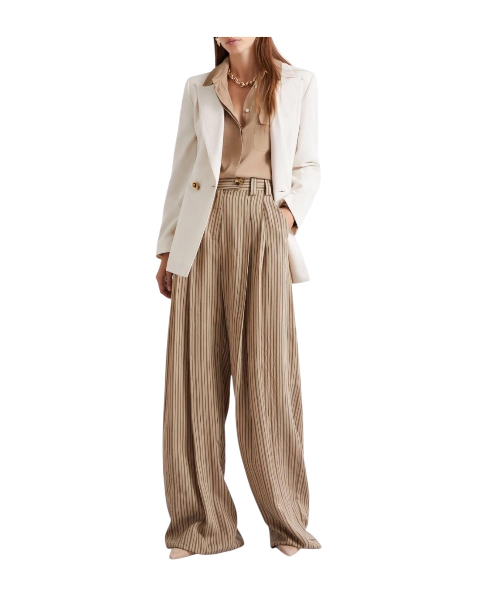 Pantalone palazzo in viscosa riga Testa di moro ORDINE 001 MARELLA 