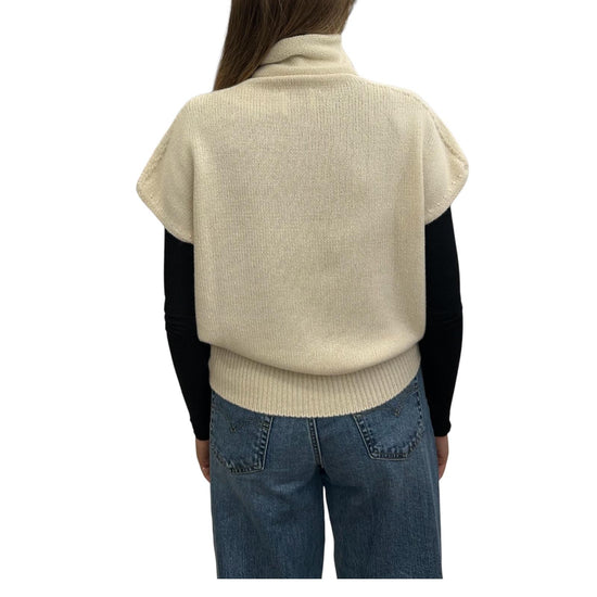 Gilet Over collo alto in cashmere Crema 85886 101 RETOIS 