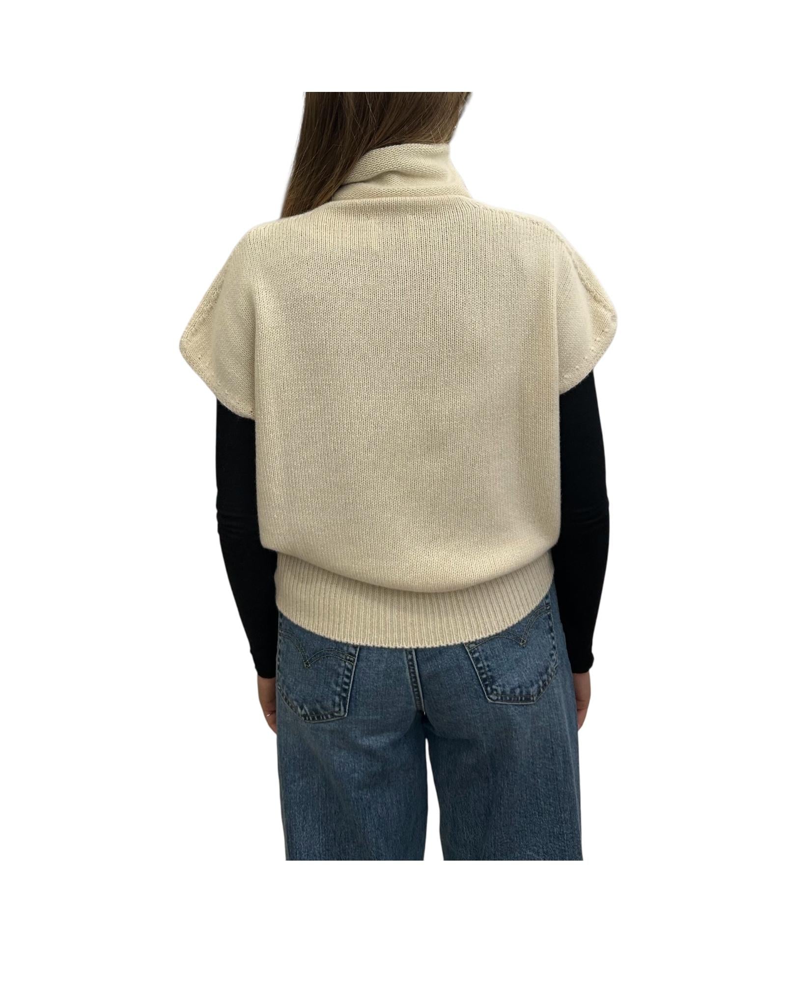 Gilet Over collo alto in cashmere Crema 85886 101 RETOIS