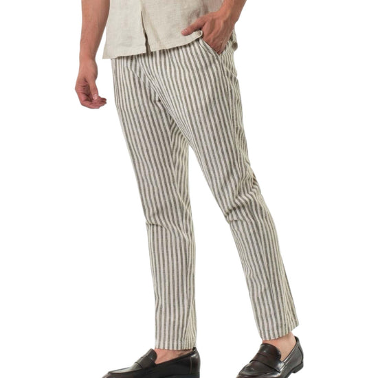 Pantalone misto lino righe Army Green AU25S32PA PA1413 ARMY GREEN Alley docks 