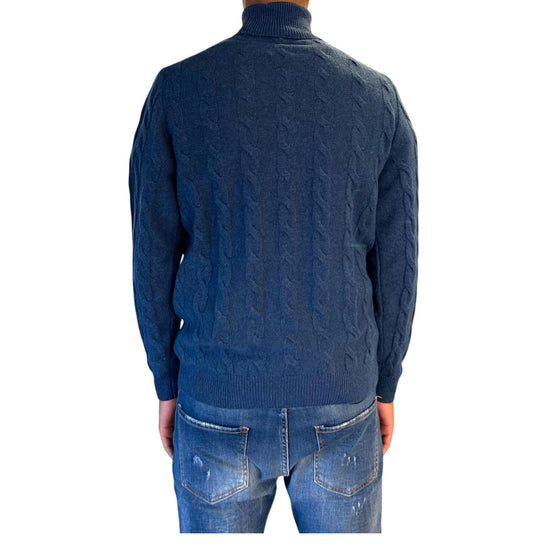 Maglione collo alto in lana merinos Denim M030440 253 BLU CASHMERE 