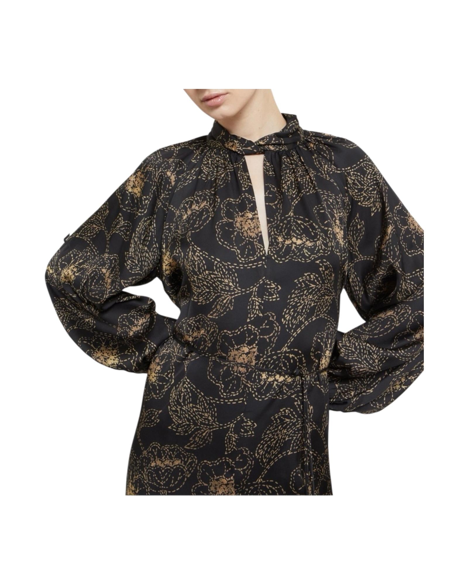 Abito corto in viscosa SFC DA5299 NERO BEIGE OTTOD'AME 