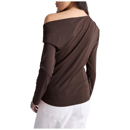T-shirt con scollo asimmetrico Cioccolato UNNO 002 MARELLA 
