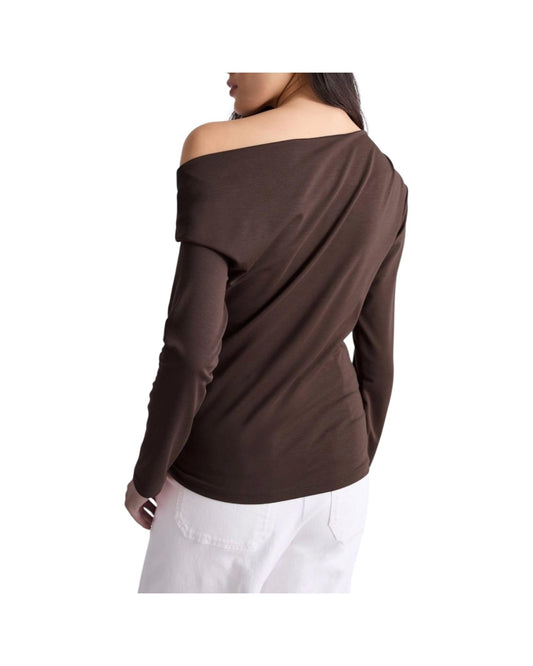 T-shirt con scollo asimmetrico Cioccolato UNNO 002 MARELLA 