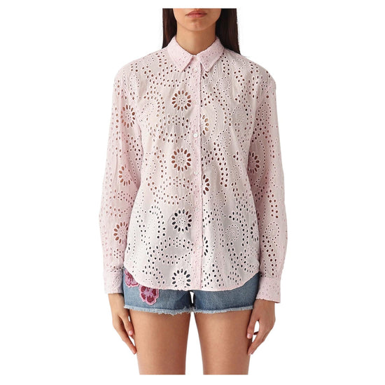 Camicia in cotone Sangallo Rosa con motivo floreale MDH001 00481L MC2 SAINT BARTH 