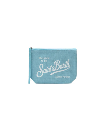 Pochette Aline in lino Light blue ALI0004 00555L MC2 SAINT BARTH 