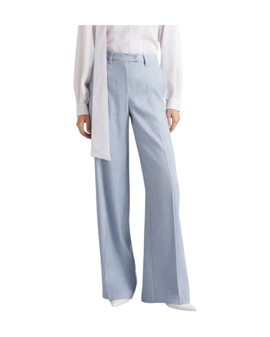 Pantalone palazzo in chevron di lino e viscosa Azzurro ODINO 003 MARELLA 