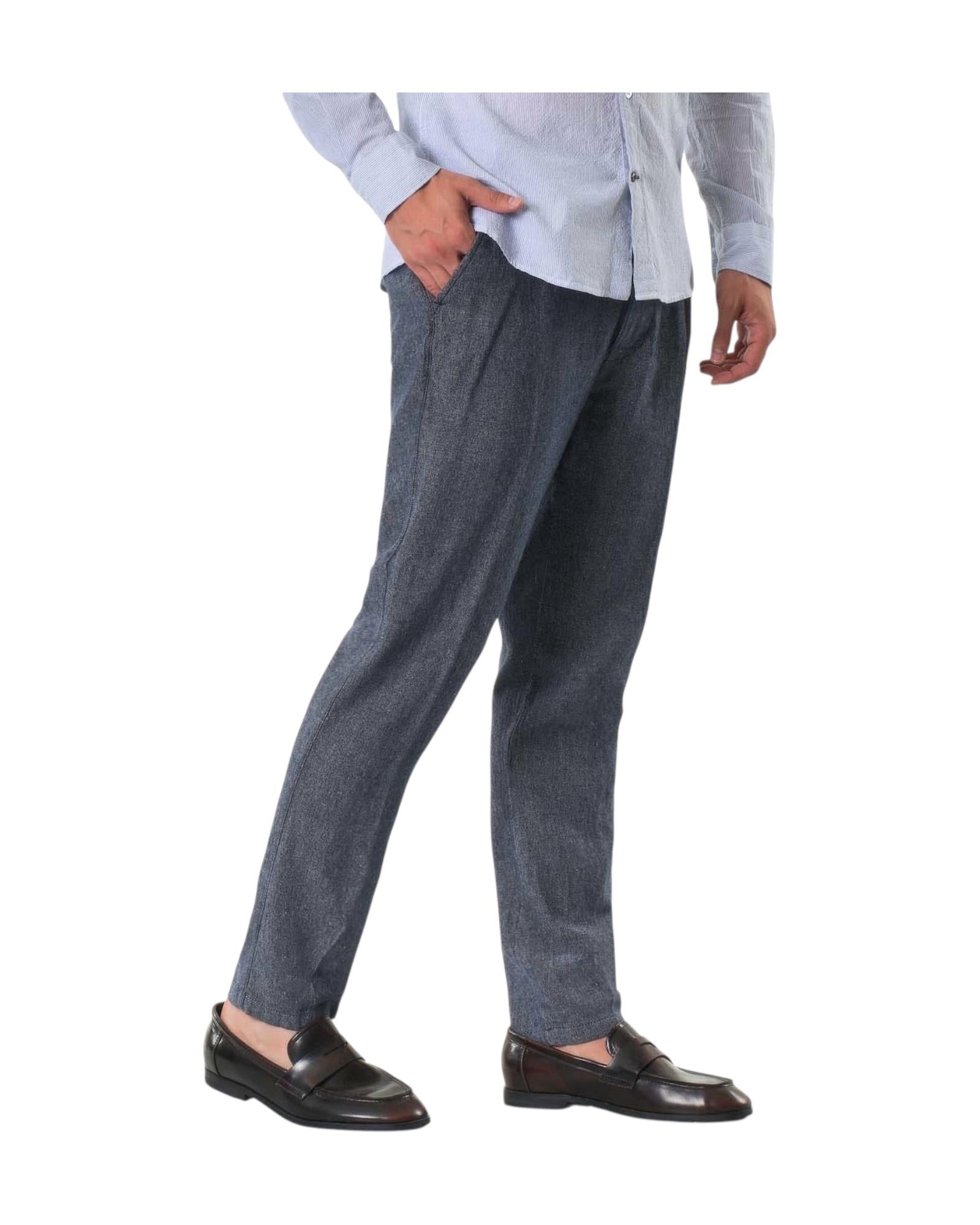 Pantalone misto lino Blue Navy AU25S30PA PA1442 NAVY BLUE Alley docks 