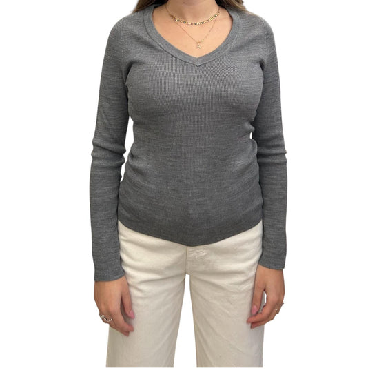 Maglia scollo a V in lana merino Grigio MTA P102 065 haveone 