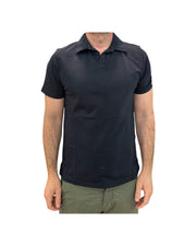 Polo uomo Long Island Fiammata senza bottoni Navy