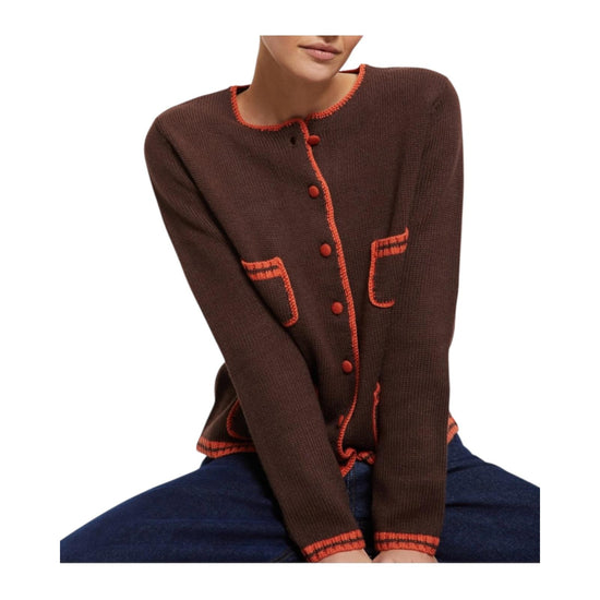 Cardigan con profili a contrasto Brown WAM DK9217 BROWN OTTOD'AME 