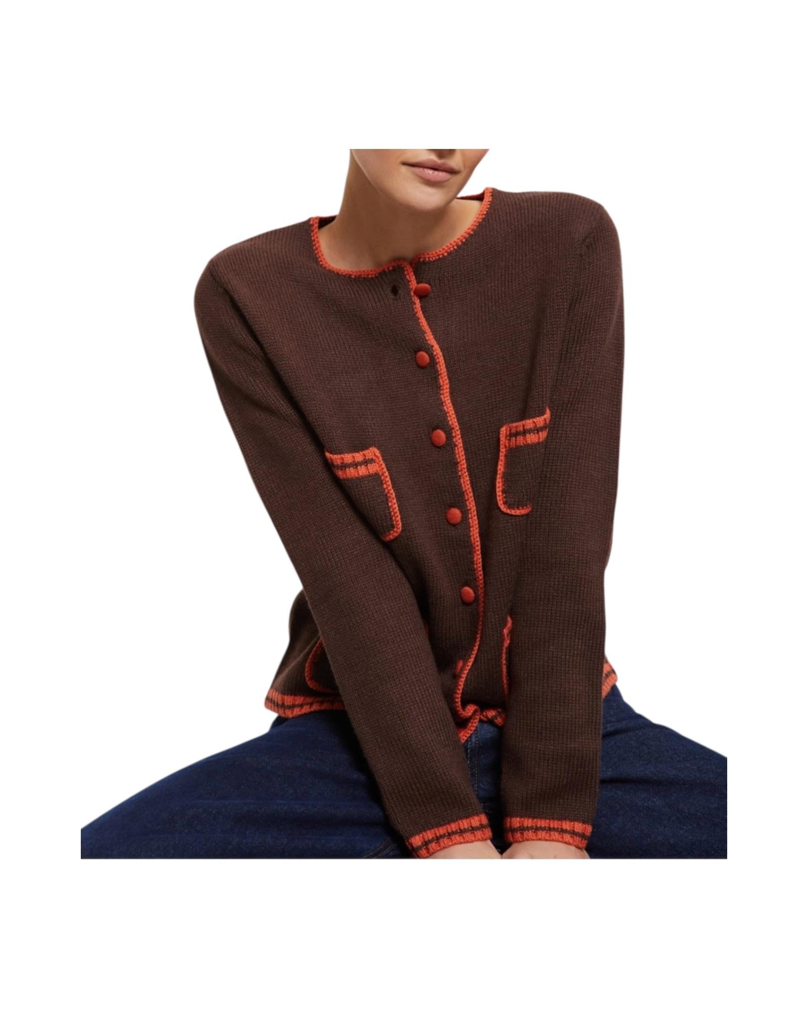 Cardigan con profili a contrasto Brown WAM DK9217 BROWN OTTOD'AME 