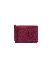 Pochette Aline in scuba con stampa leopardata e strass applicati