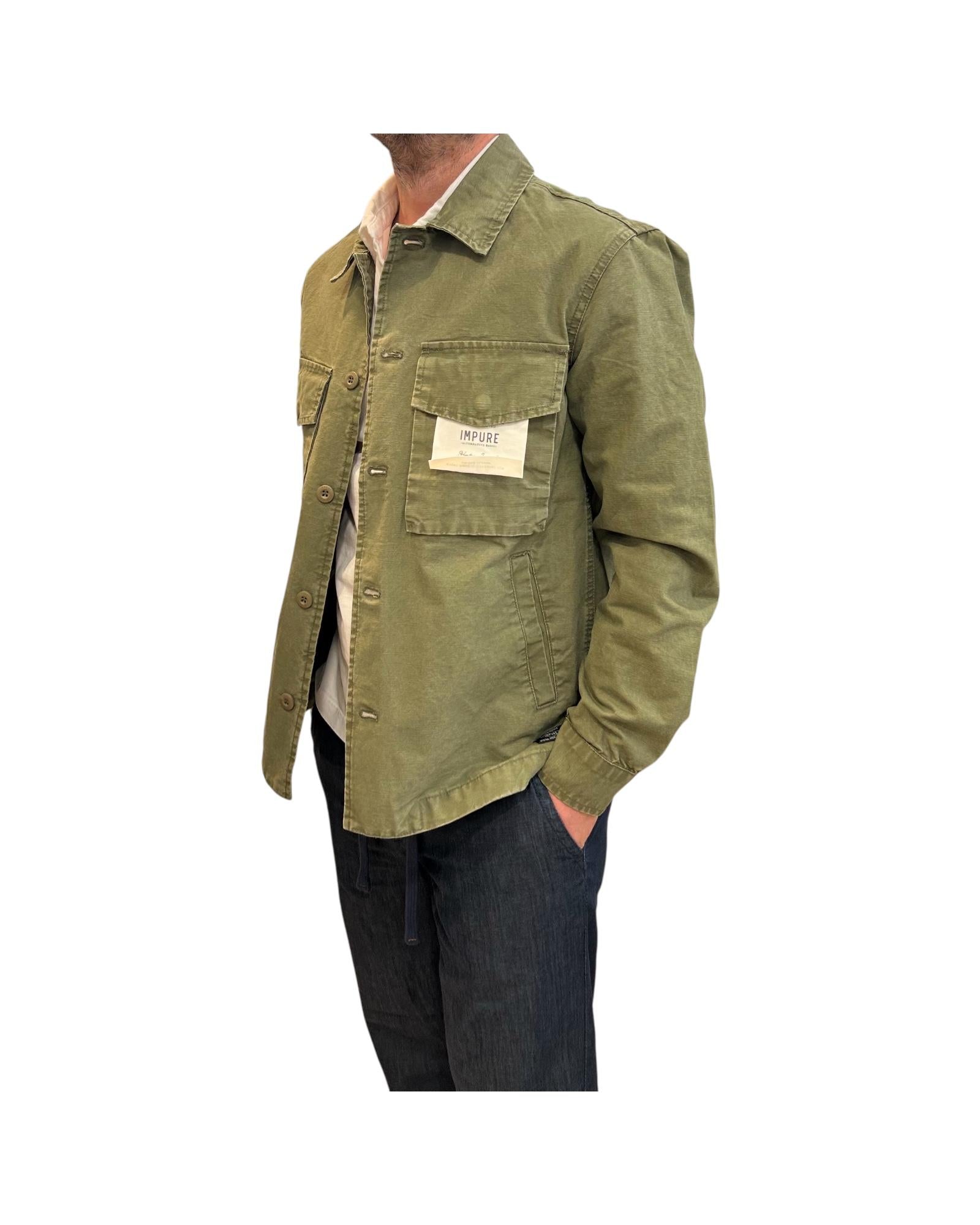 Overshirt in cotone Wash Military green GATOR SLBC03 IMPURE
