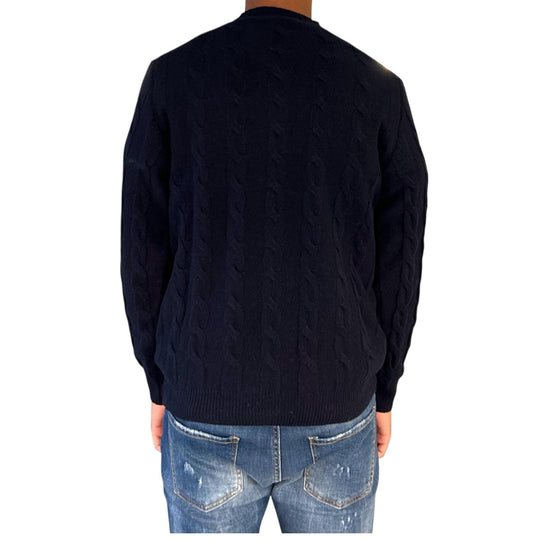 Maglione girocollo in lana merinos Blu M010439 151 BLU CASHMERE 