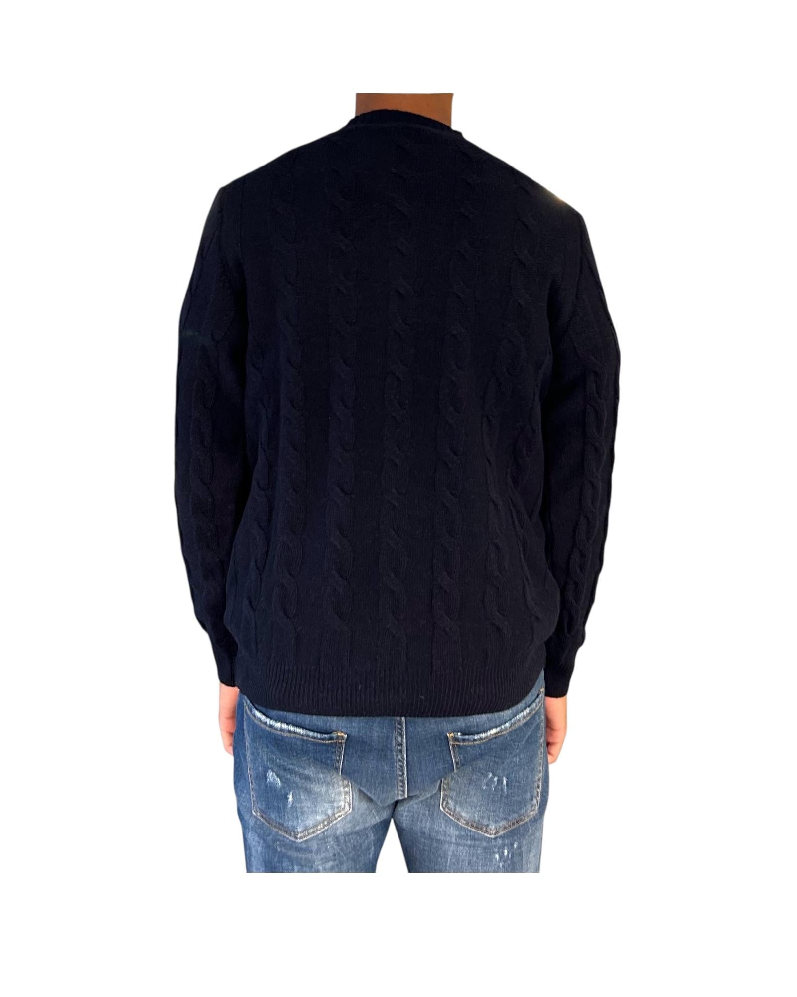 Maglione girocollo in lana merinos Blu M010439 151 BLU CASHMERE 