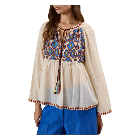Camicia Stile Etnico X37K0006 CREMA SOUVENIR 