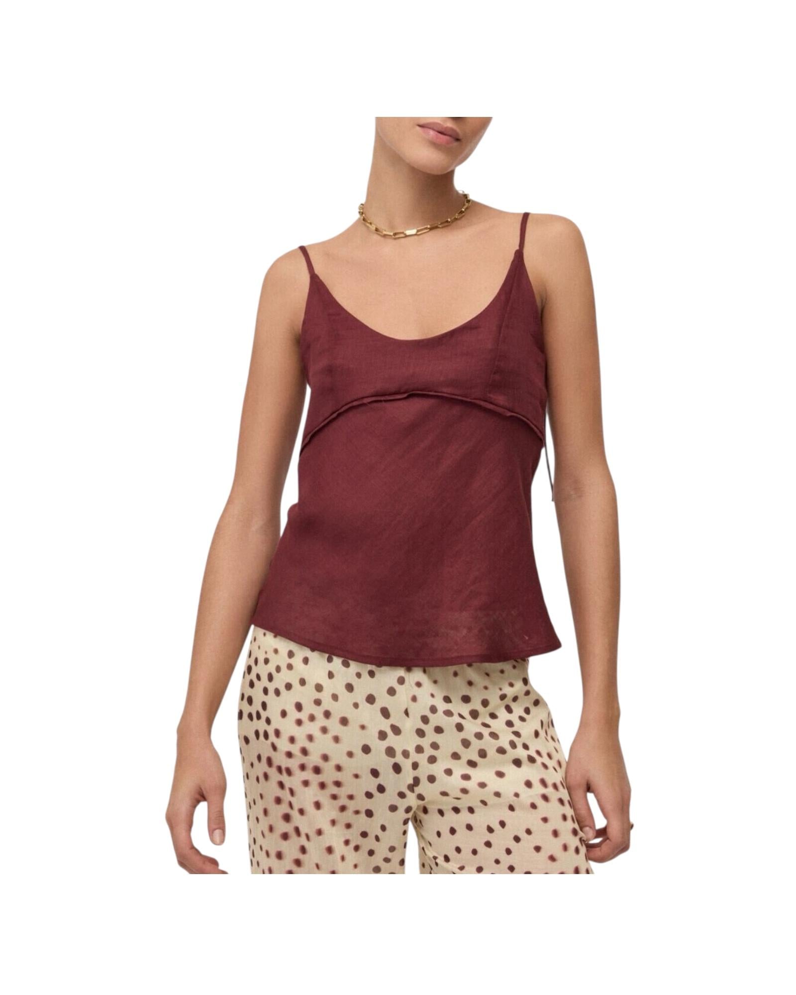 Top in lino Merlot MSM DT9279 MERLOT OTTOD'AME 