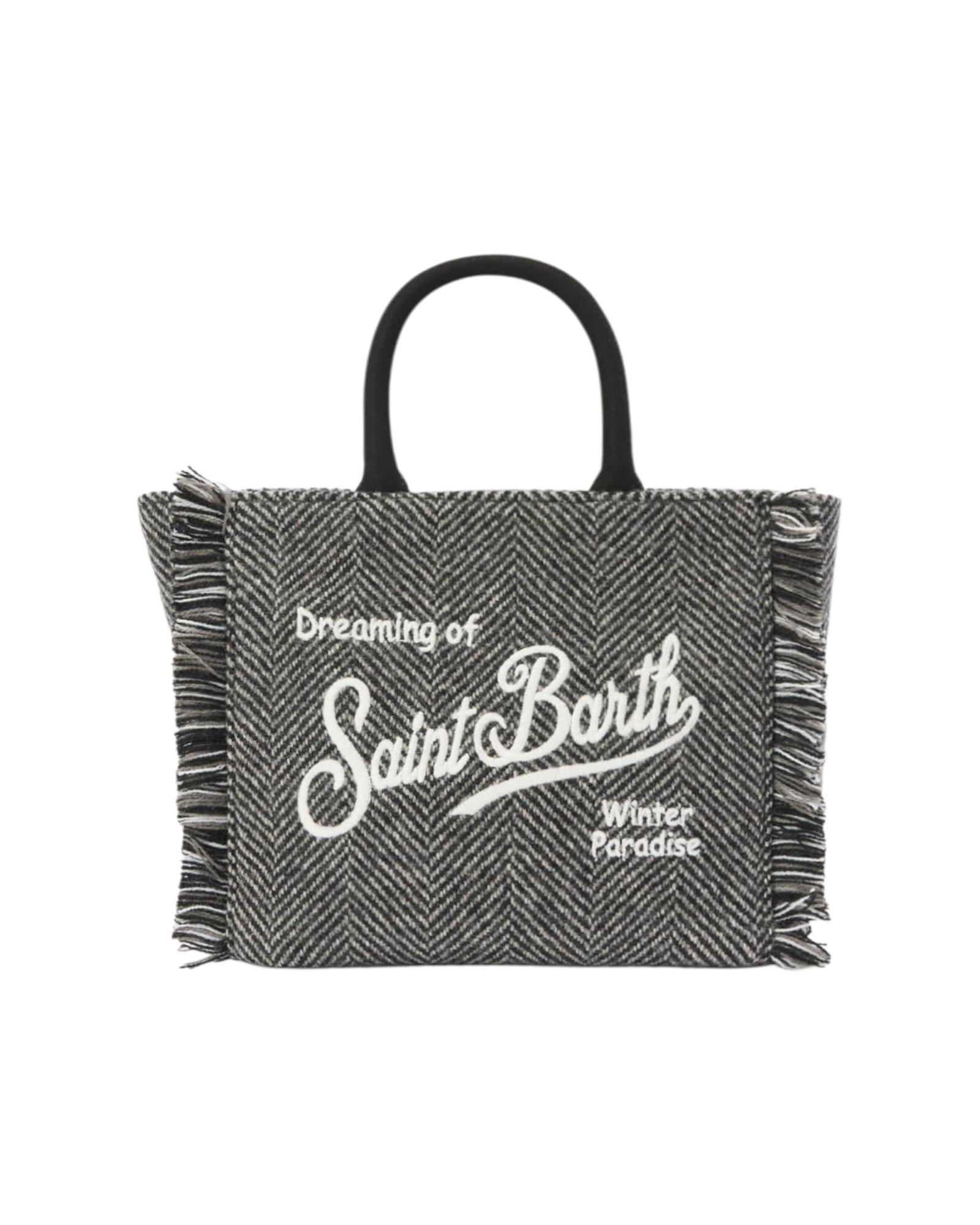 Borsa colette wool herringbone in misto lana Grigio COL0029 00298I MC2 SAINT BARTH