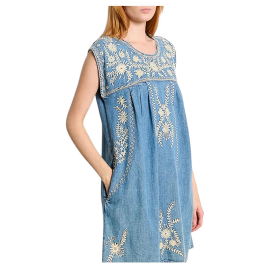 Vestito corto Sylvie in denim ricamato SYLVIE BLUE HAZE MAISON HOTEL 