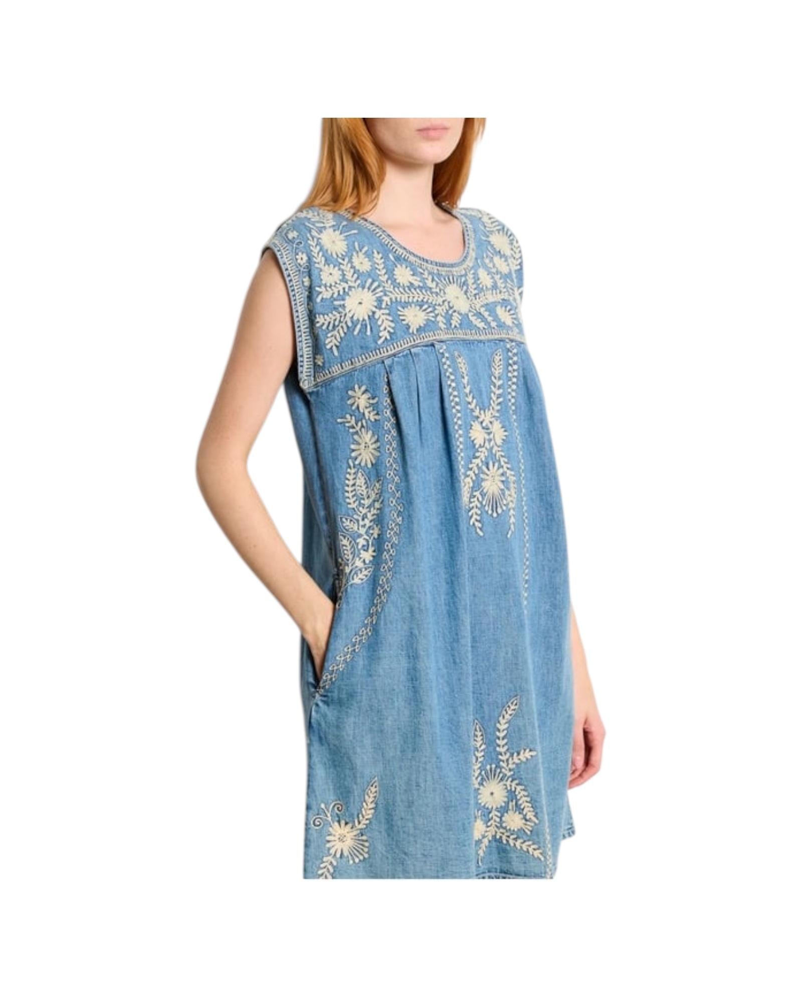 Vestito corto Sylvie in denim ricamato SYLVIE BLUE HAZE MAISON HOTEL 