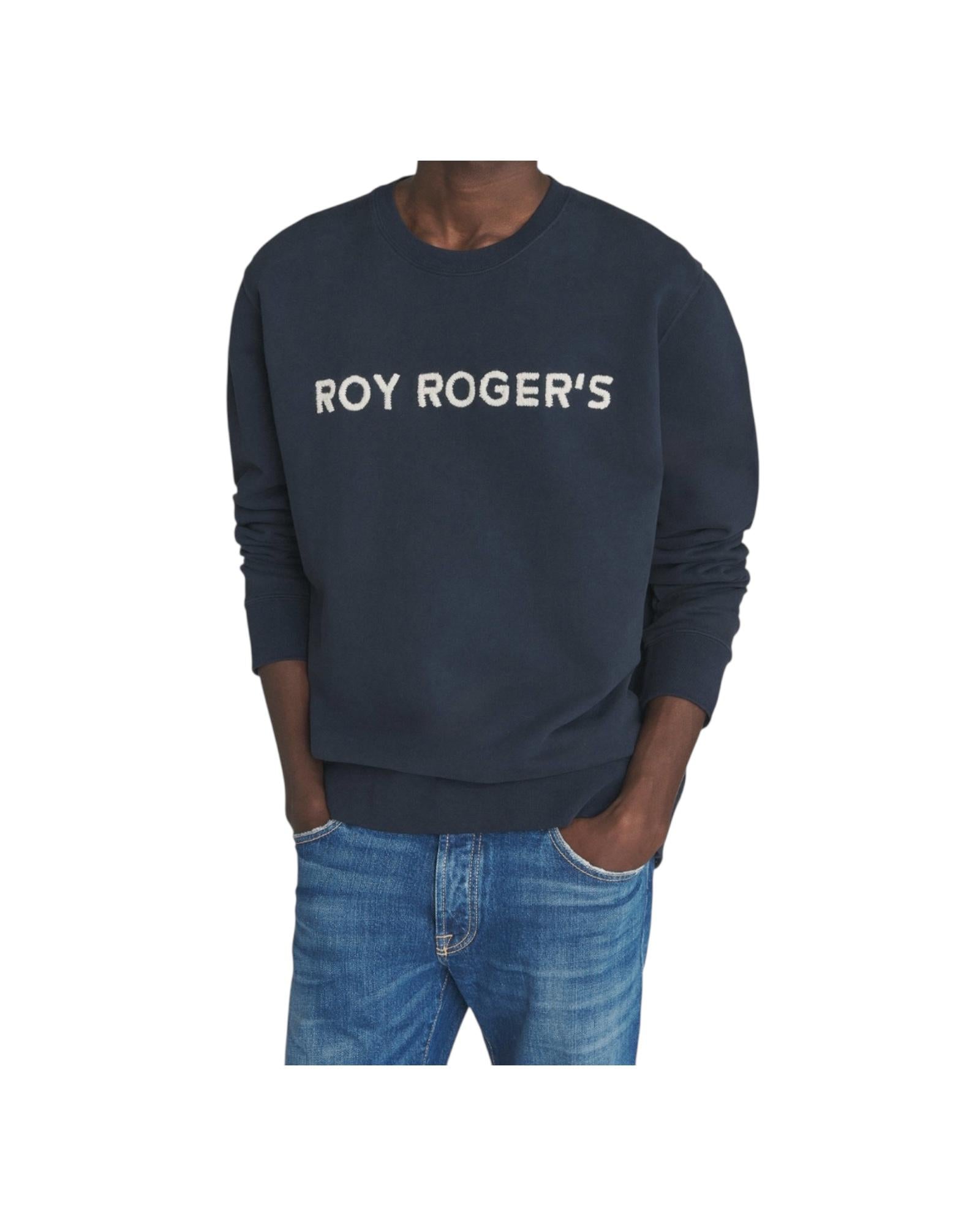 Felpa girocollo con logo ricamato Blue RRU90005CN66XXXX C00048 ROY ROGER'S