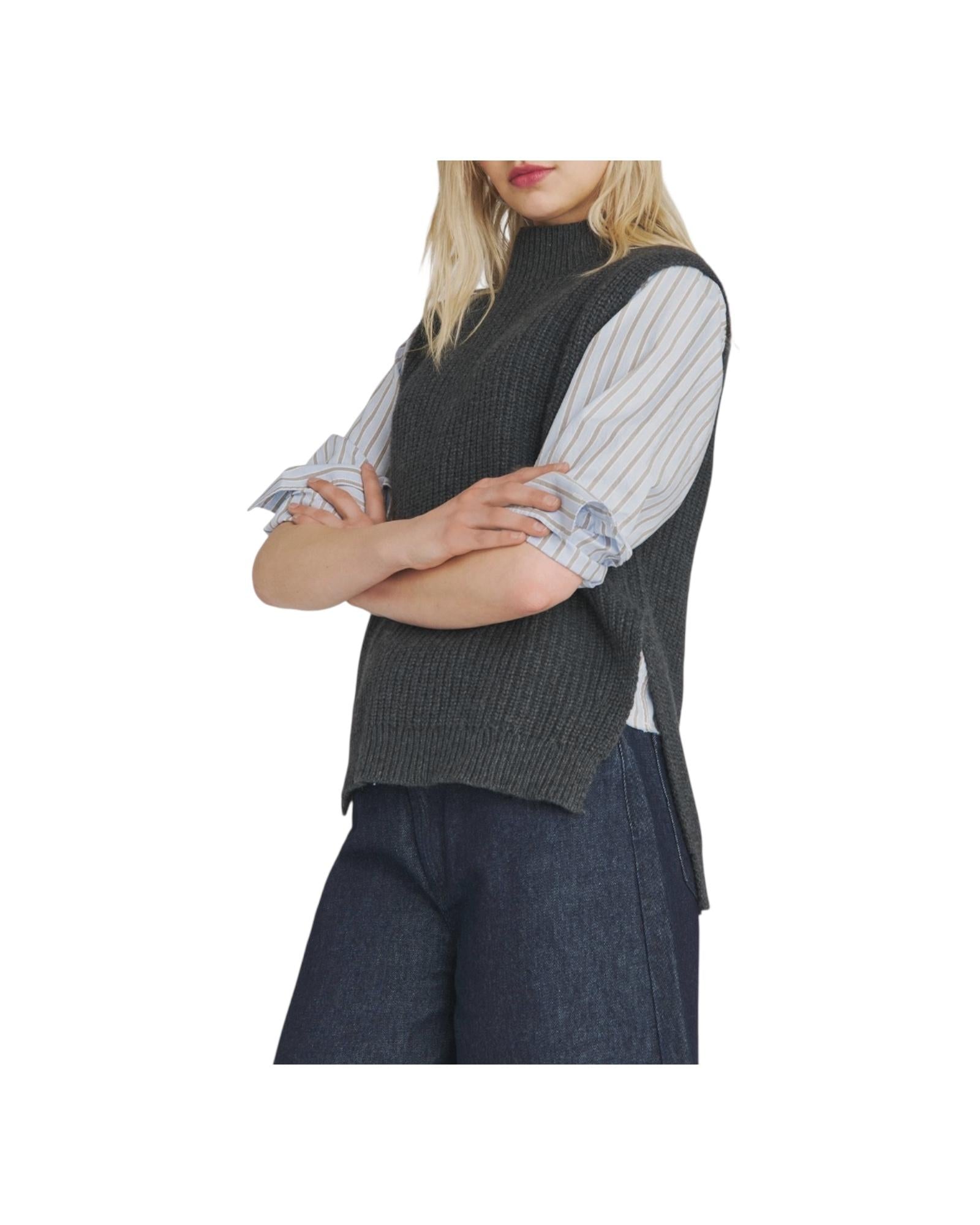 Gilet in misto lana Dark grey RND90243CN92XXXX C0101 ROY ROGER'S 