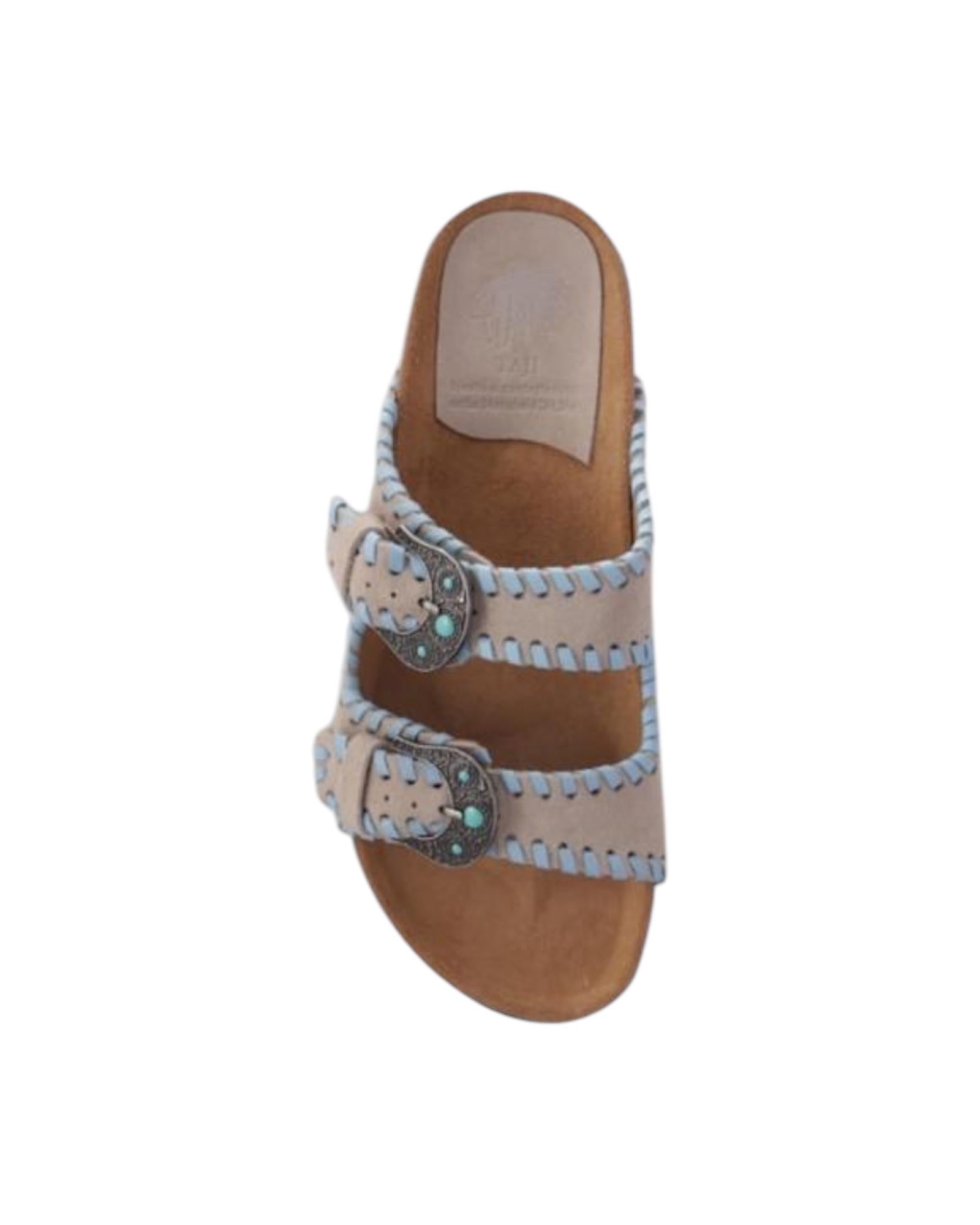 Sandali Buckle Beat Suede Visone sky BUCKLE BEAT SUEDE VISONE SKY TAJI 
