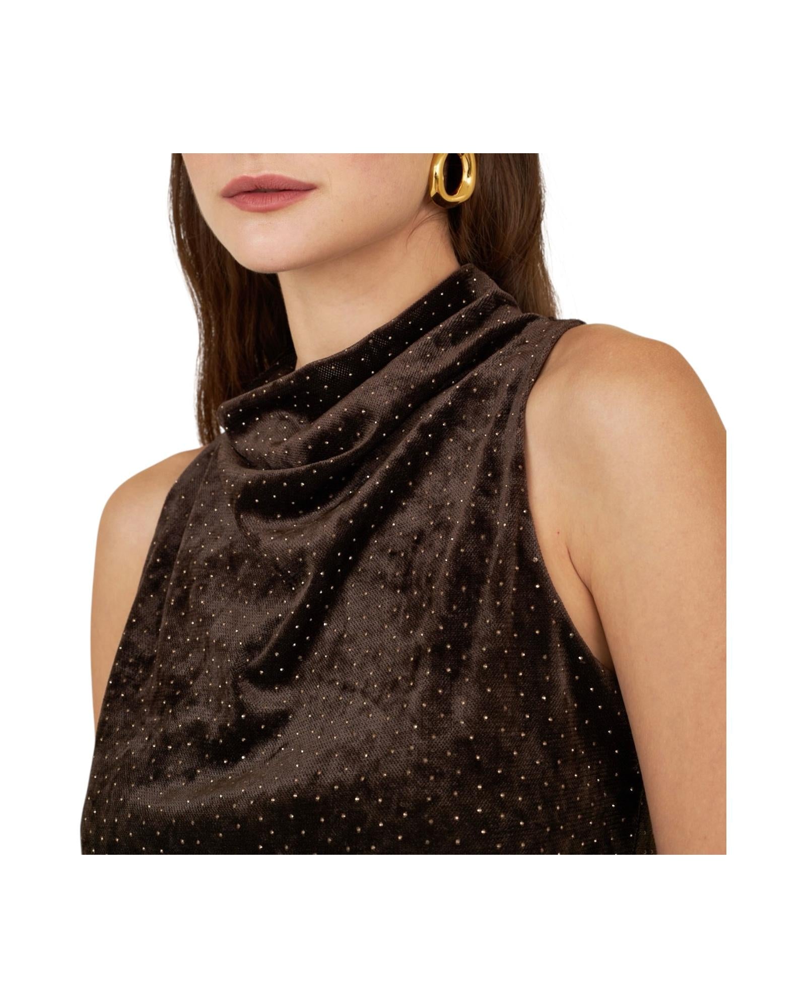 Top con strass Marrone M38F1395 MARRONE SOUVENIR 