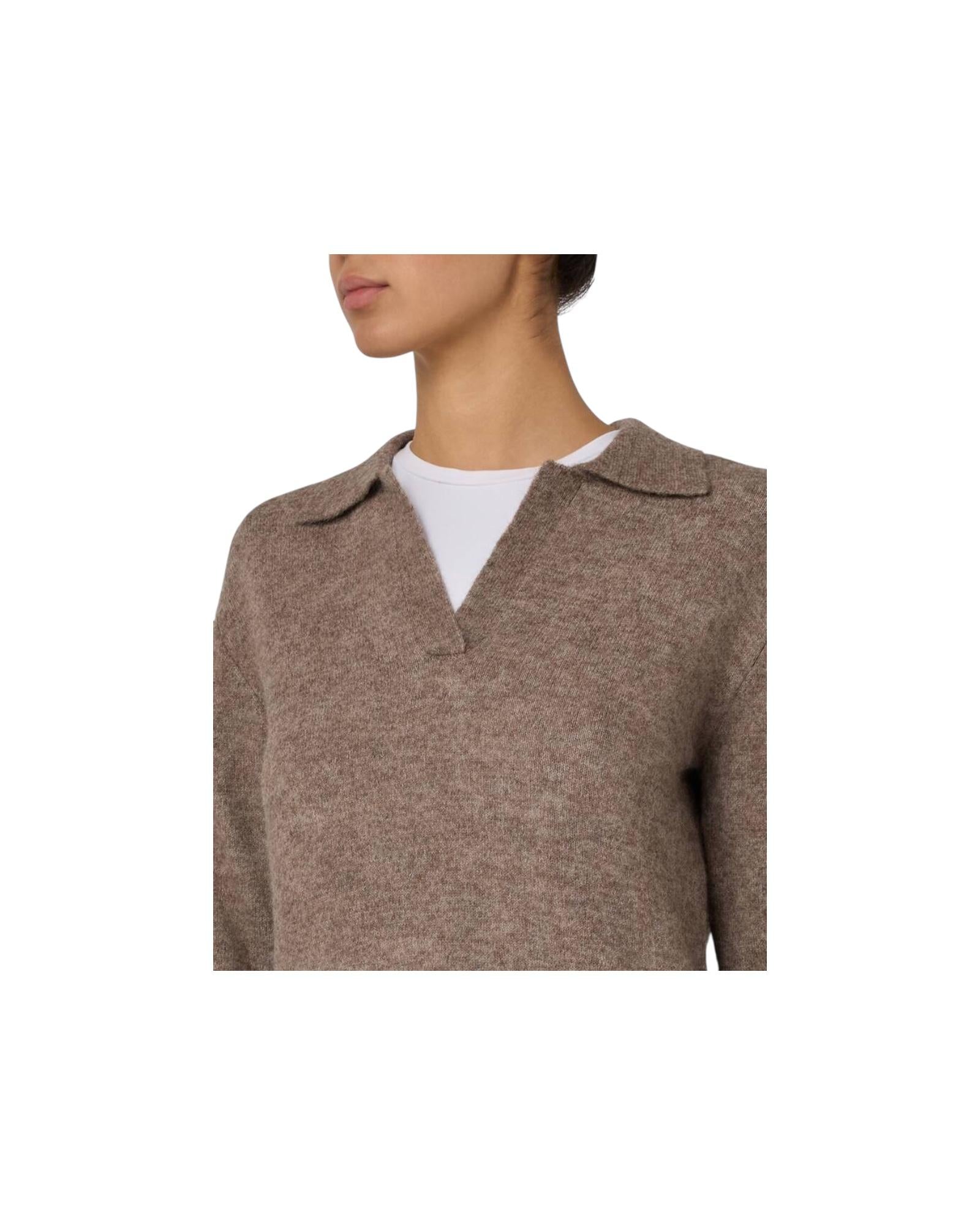 Maglione in alpaca con collo polo Tortora EZE0004 00028I MC2 SAINT BARTH 