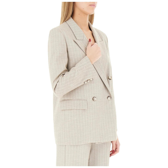 Blazer doppiopetto gessato TAB0228 BEIGE VICOLO 