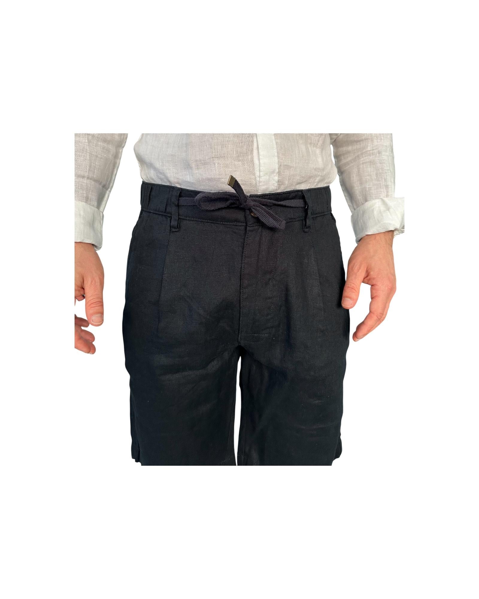 Bermuda in lino Blue Navy AU25S40BE PA1090 NAVY BLUE ALLEY DOCKS 