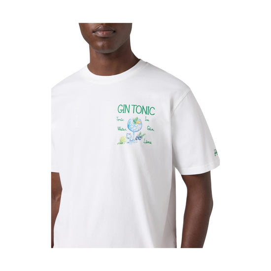 T-shirt Portofino bianca con ricamo Gin Tonic POT0001 02489L MC2 SAINT BARTH 