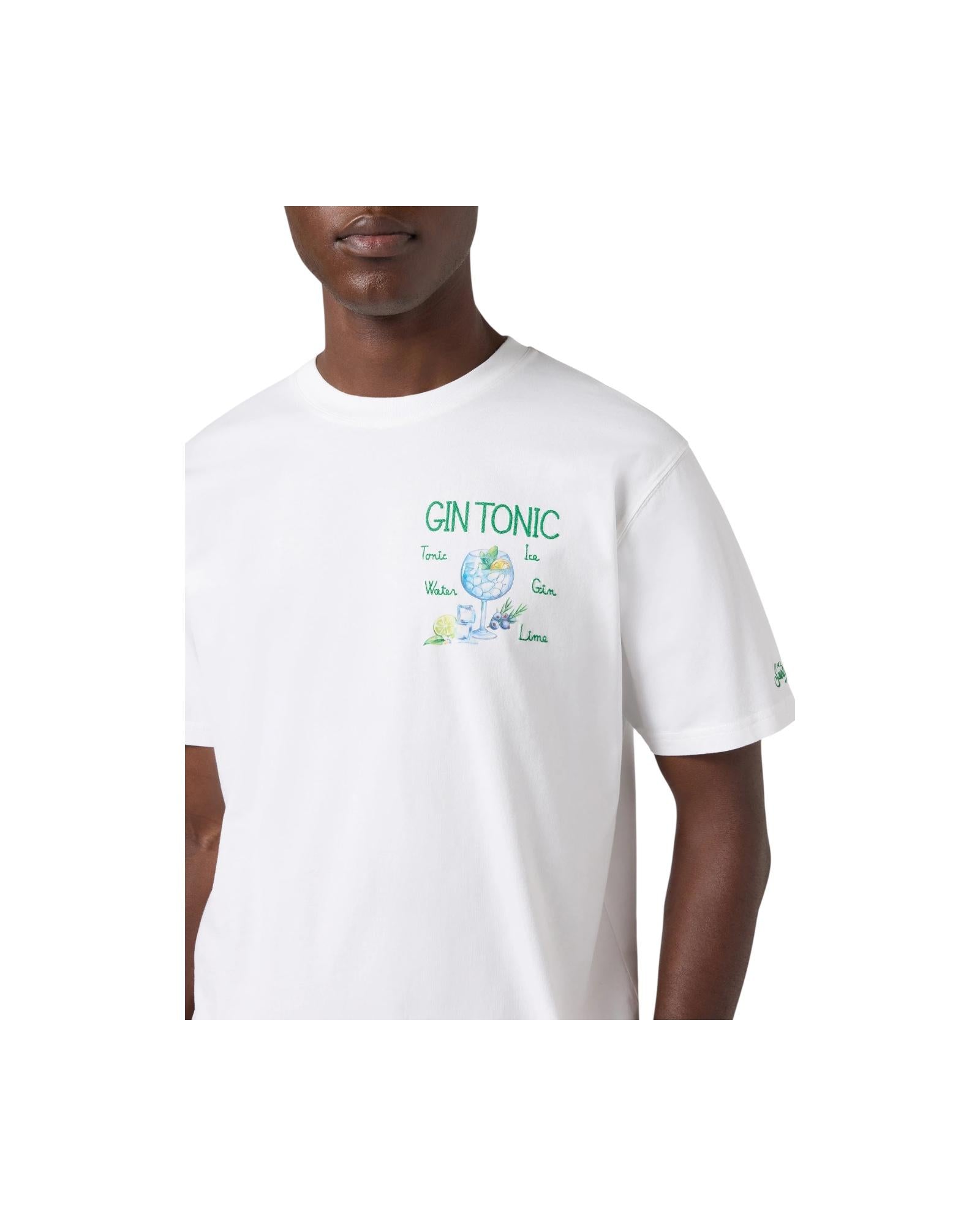 T-shirt Portofino bianca con ricamo Gin Tonic POT0001 02489L MC2 SAINT BARTH 