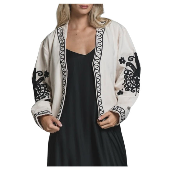 Giacca corta in canvas MAGGIE BIANCO NERO IMPURE 