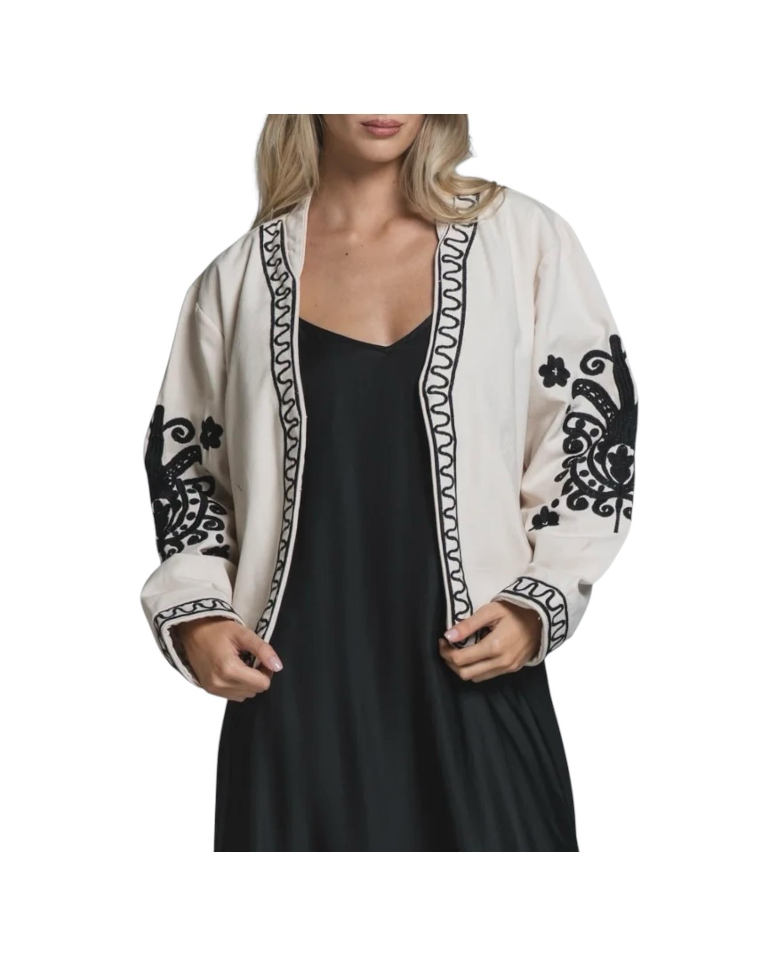 Giacca corta in canvas MAGGIE BIANCO NERO IMPURE 