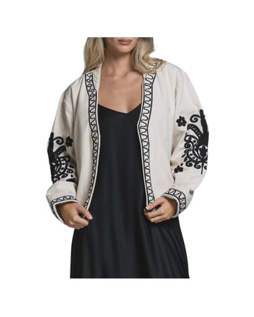 Giacca corta in canvas MAGGIE BIANCO NERO IMPURE 